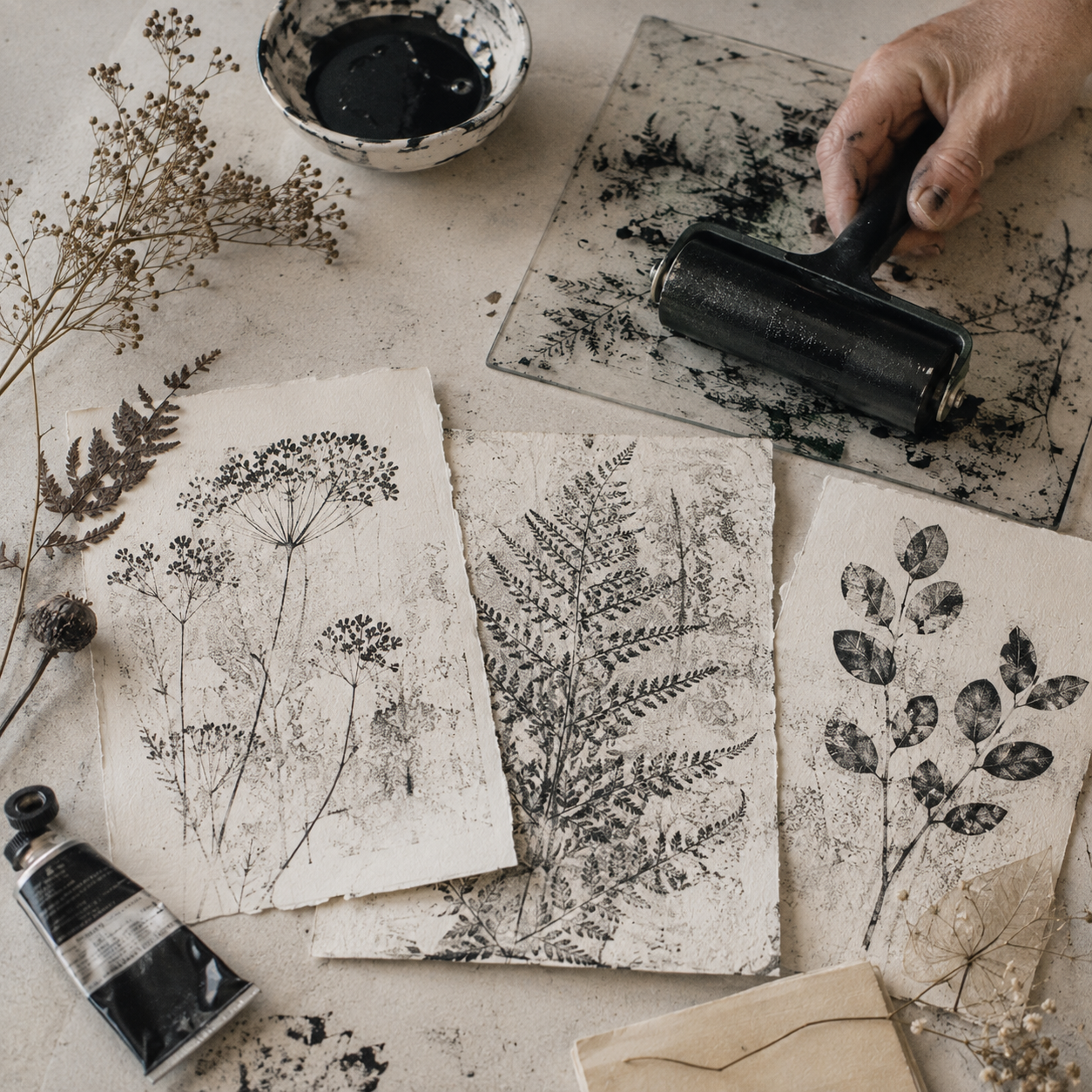 Atelier Monotype : découverte & empreintes de textures