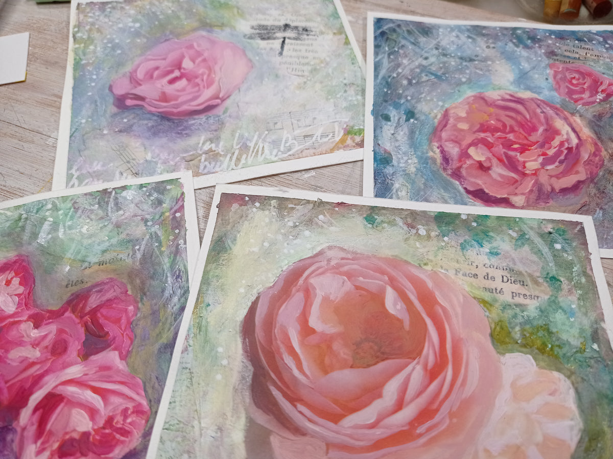 Atelier Mixed média Roses anciennes