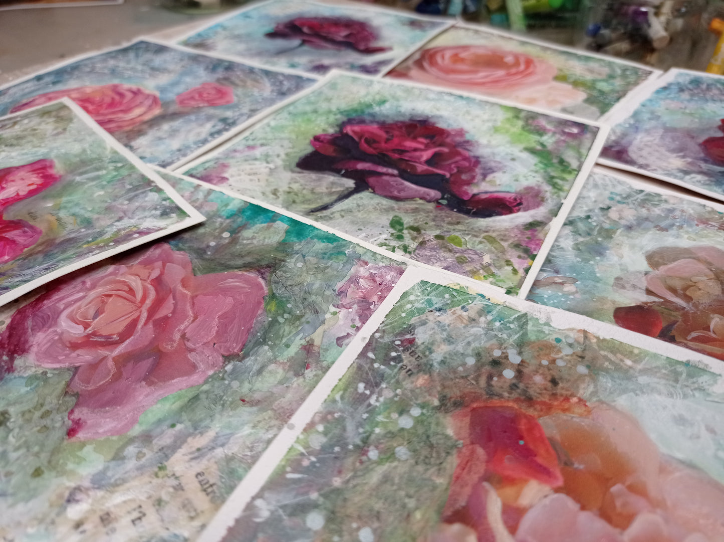 Atelier Mixed média Roses anciennes à Saône