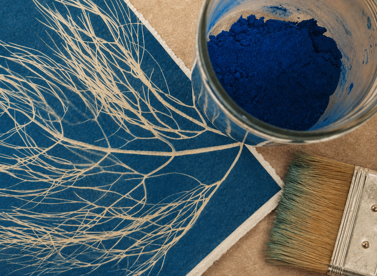 Atelier Cartes Fleuries en cyanotype